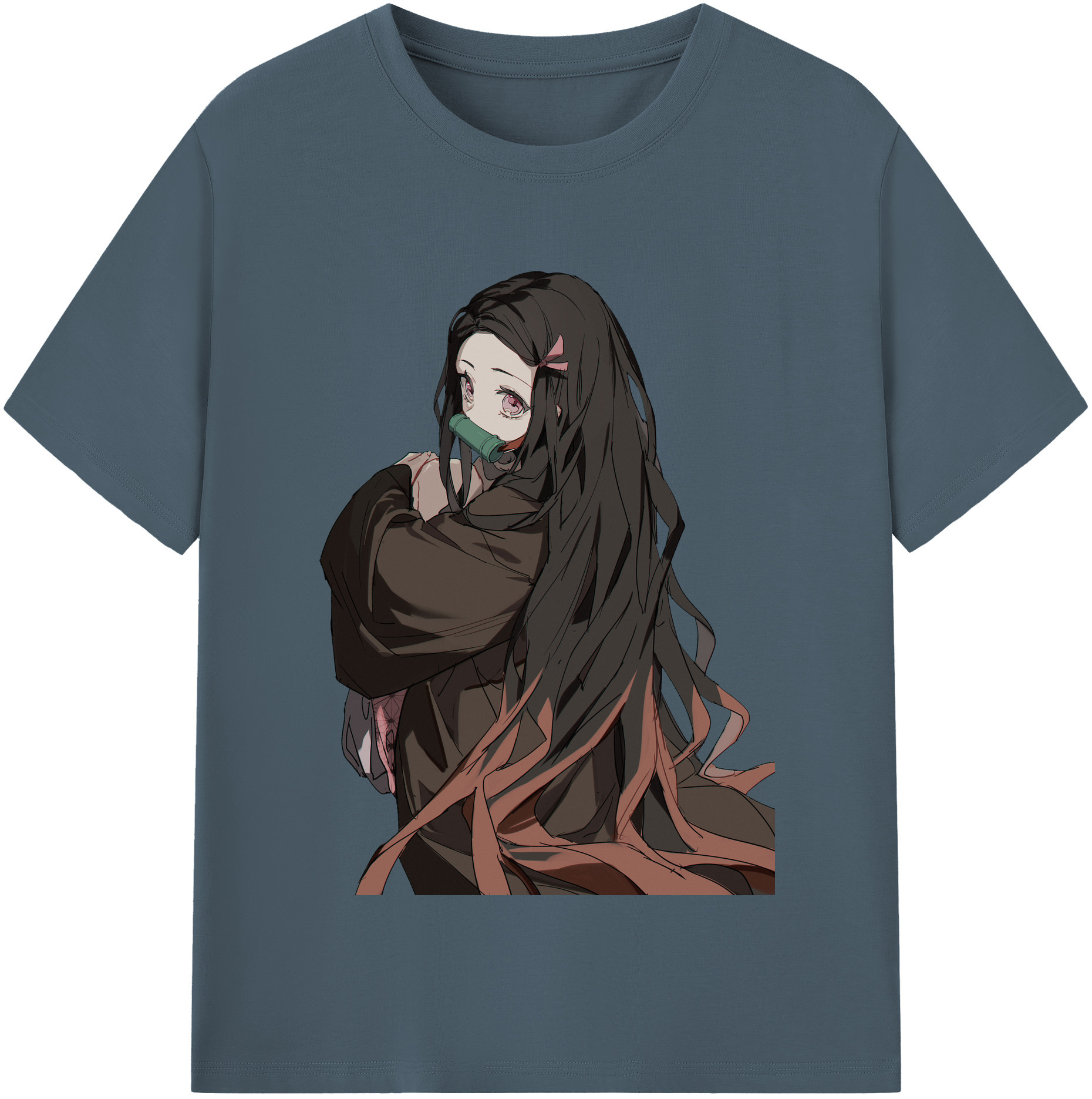 （画像用） 鬼滅の刃（きめつのやいば）竈門 禰󠄀豆子／かまど ねずこ Kamado Nezuko 綿100％半袖Tシャツ（フロントプリント）